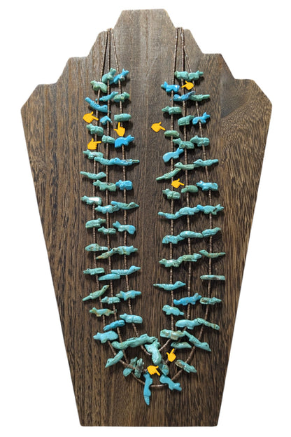Lavina Kaskalla - Vintage Zuni 3-Strand Turquoise Fetish Necklace
