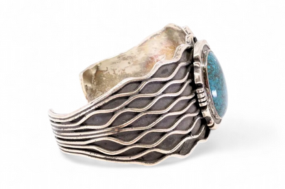 Emer Thompson - Dark Green Turquoise and Sterling Cuff