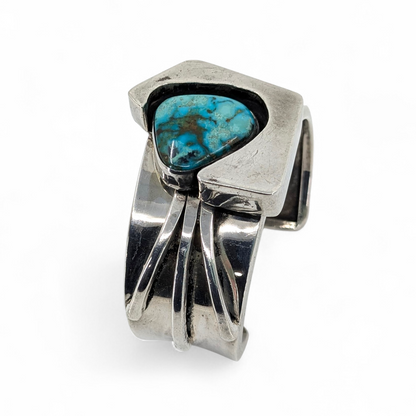 Andy Marion (Navajo) - OOAK Asymmetrical Sterling & Turquoise Cuff