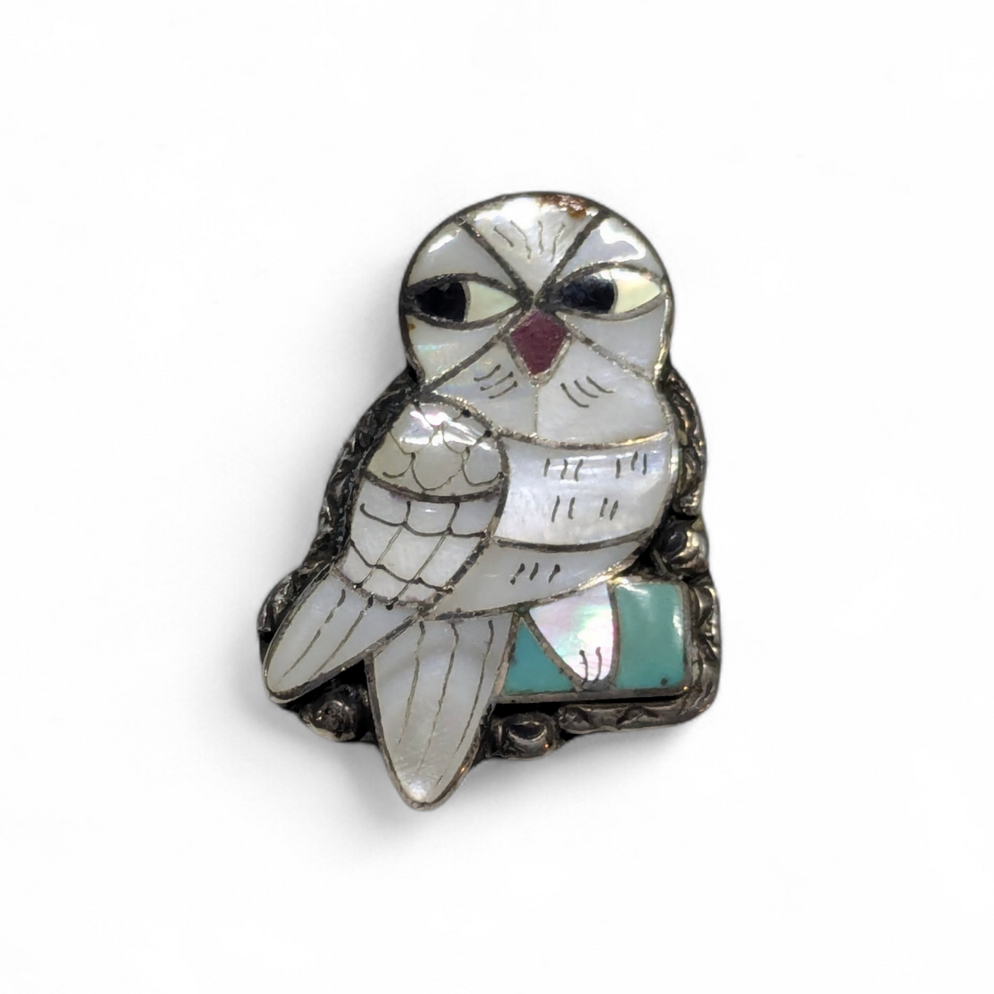 Porfilio Sheyka (Zuni) - Owl Inlay Pendant/Brooch