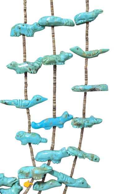 Lavina Kaskalla - Vintage Zuni 3-Strand Turquoise Fetish Necklace