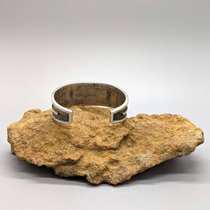 Aaron Anderson - Turquoise, Coral, Wood, and Sterling Tufa Cast Cuff