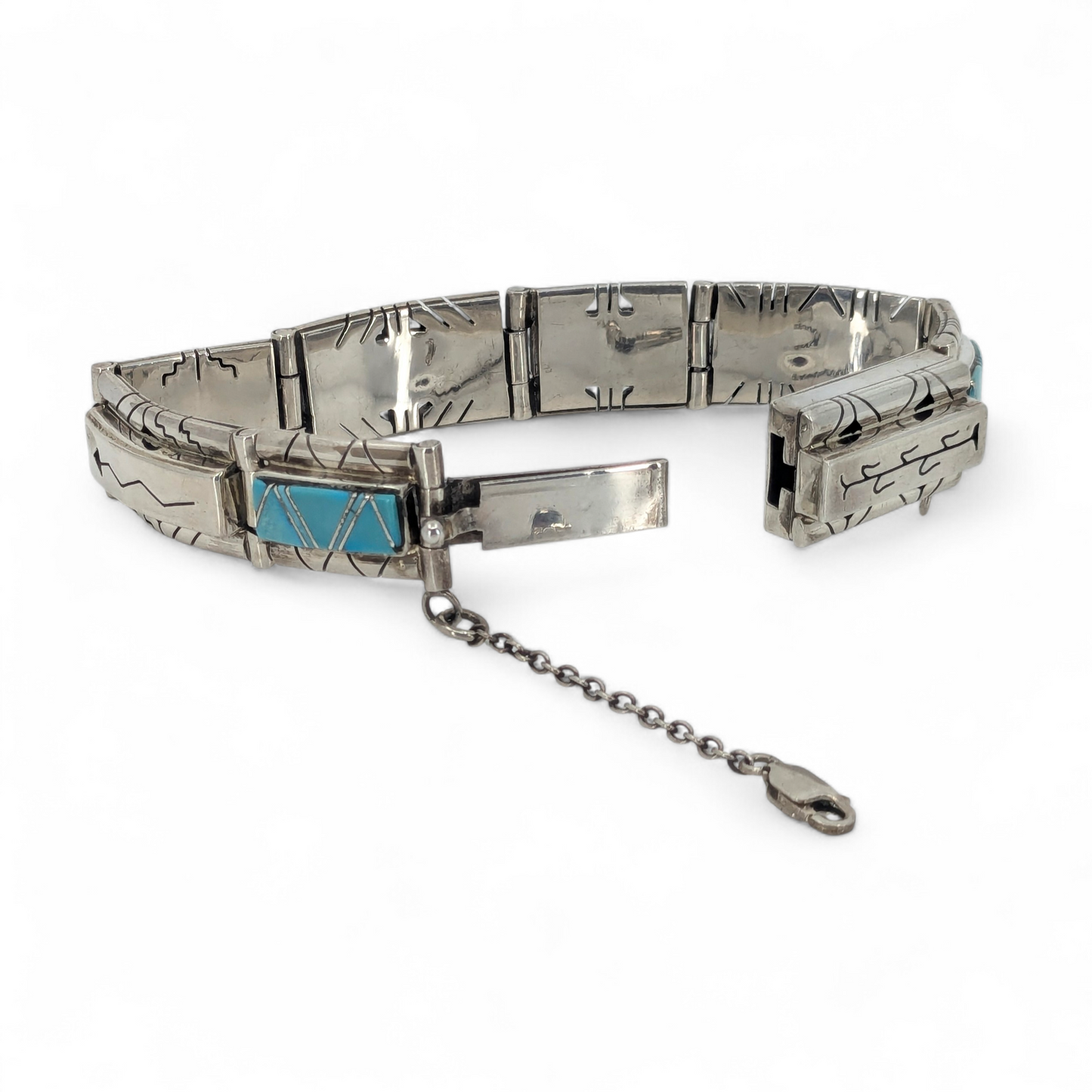 Sandra Parkett (Navajo) - Turquoise & Sterling Cutout Panel Bracelet