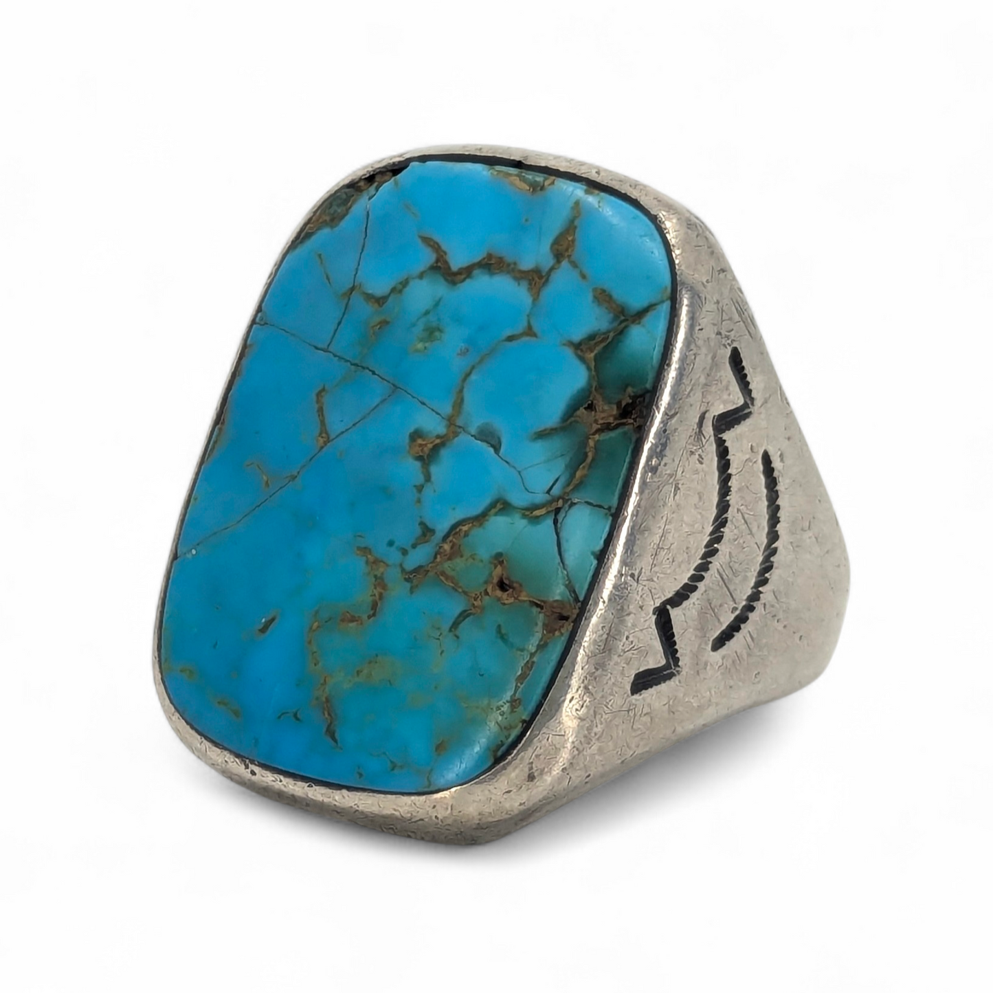 Hefty, Vintage, Navajo Turquoise & Sterling Ring, Size 11.5