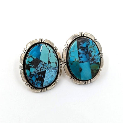 Benjamin Piaso, Jr. - Turquoise Mosaic in Sterling Earrings