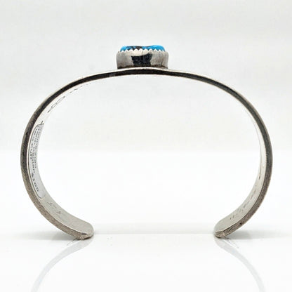 Glenn Paquin - Sterling Stamped Cuff With Blue Turquoise Stone