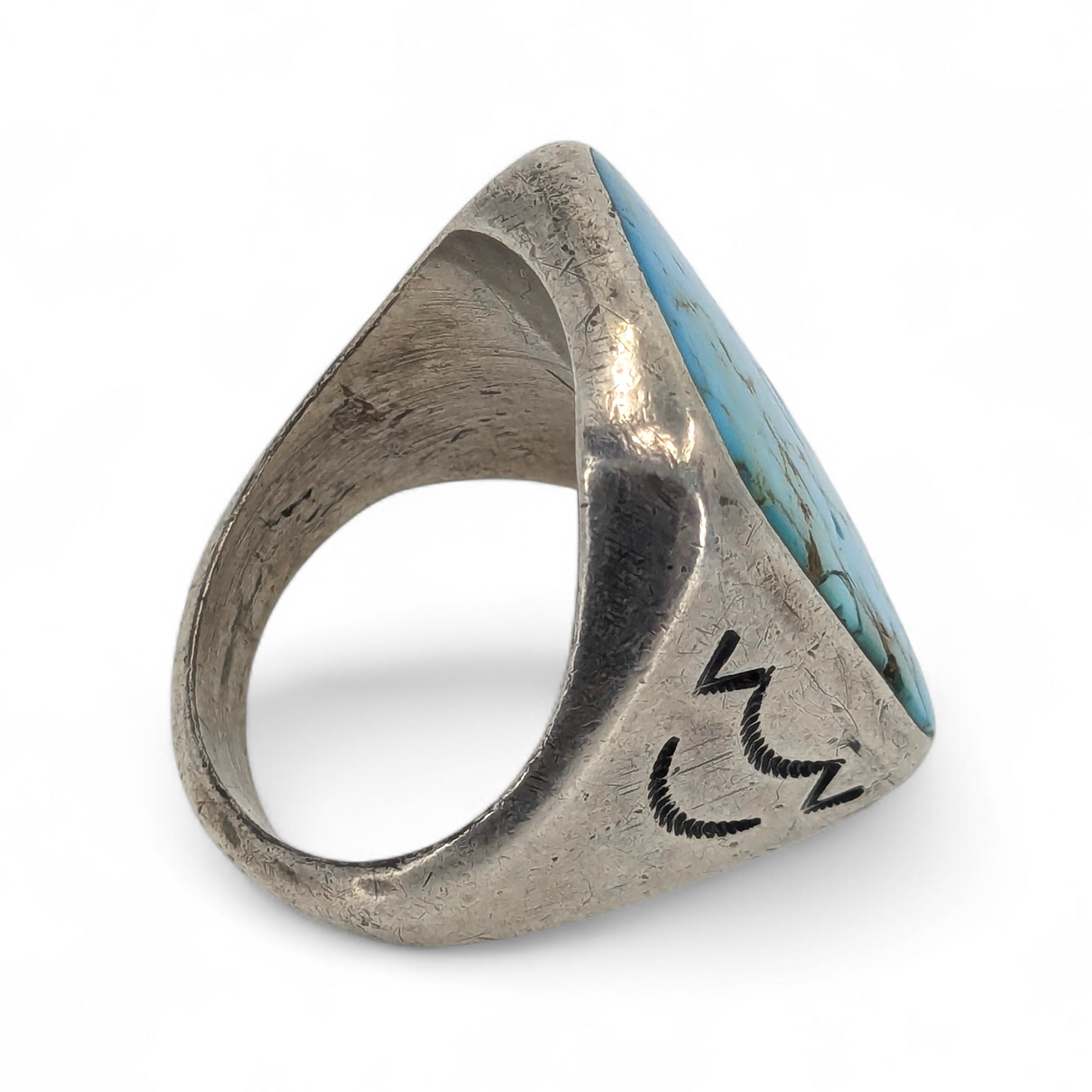 Hefty, Vintage, Navajo Turquoise & Sterling Ring, Size 11.5