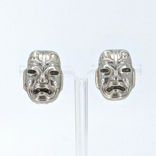 Olmec Heads Sterling Silver Earrings