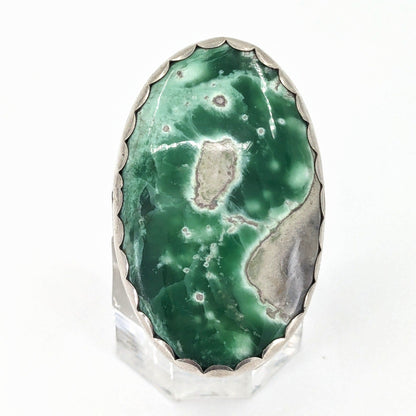 Large Oval Shaped Lucin Variscite and Sterling Ring, Size 7