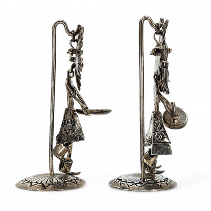 Two Vintage Kachina Pendant/Brooches with Stands