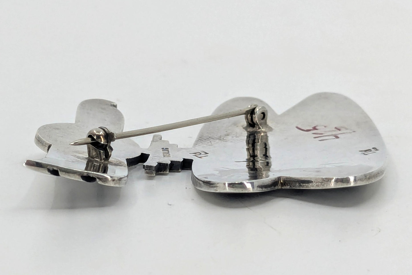 Trinidad Lucas - Hopi Bird Sterling Overlay Brooch