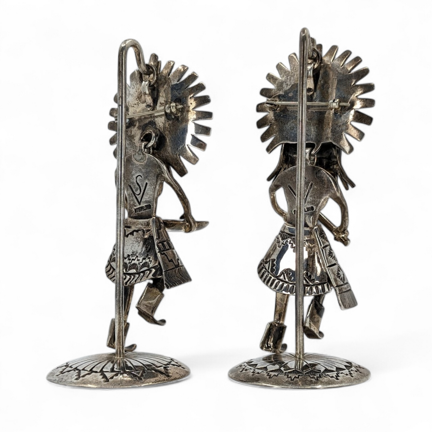 Two Vintage Kachina Pendant/Brooches with Stands