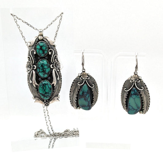 Peterson Johnson - Skyhorse Turquoise Pendant and Earrings Set