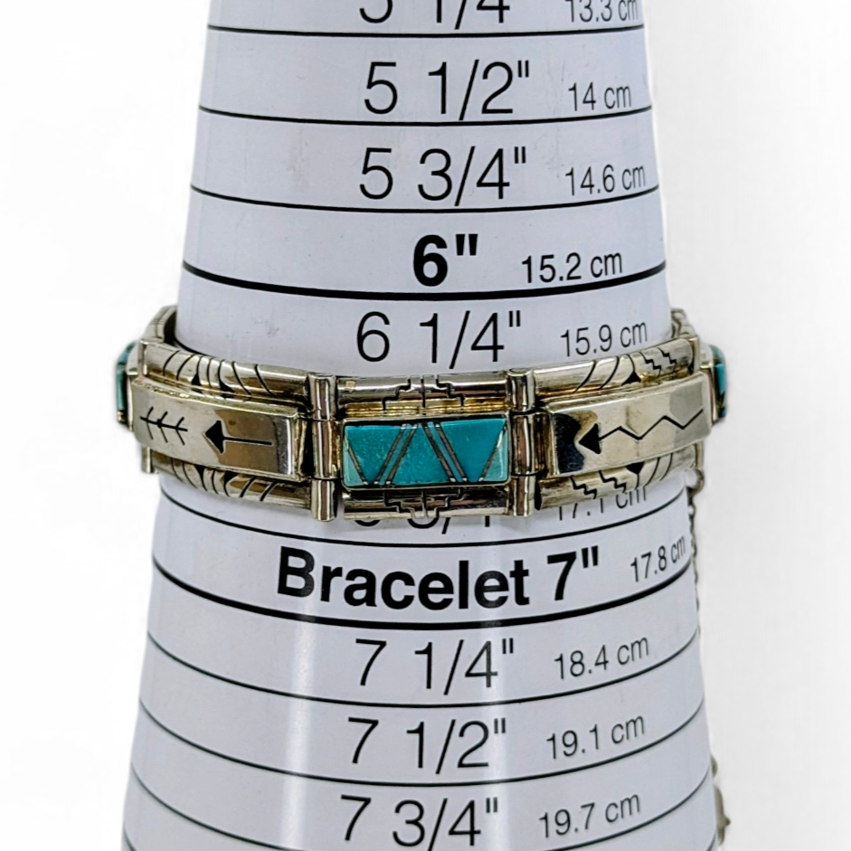 Sandra Parkett (Navajo) - Turquoise & Sterling Cutout Panel Bracelet