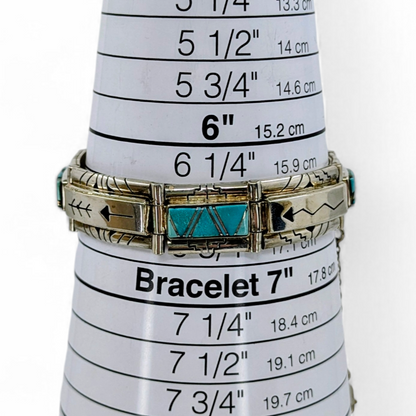 Sandra Parkett (Navajo) - Turquoise & Sterling Cutout Panel Bracelet