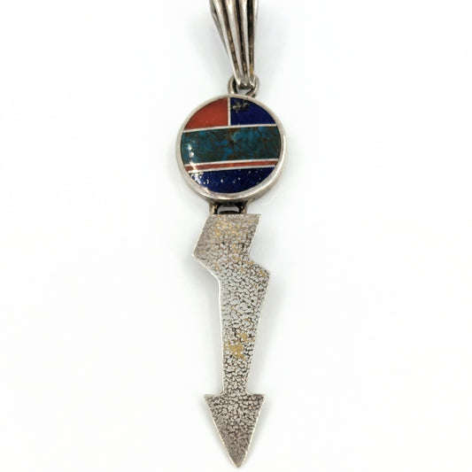 Ray Tracey & Knifewing Segura - Multi-stone Inlay Pendant With Lightening Bolt