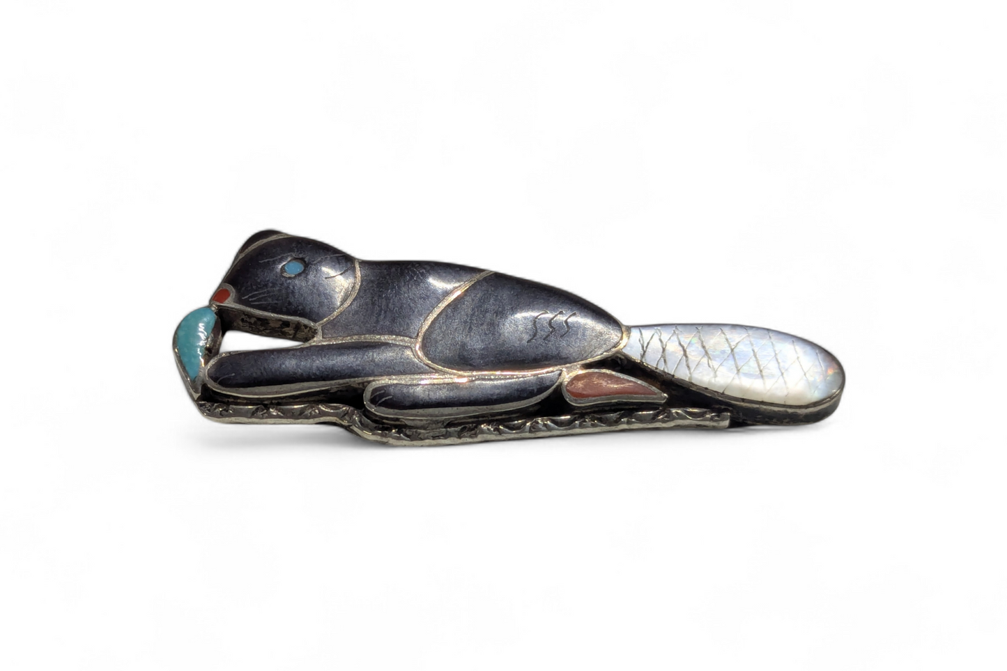 Porfilio Sheyka (Zuni) - Beaver Inlay Pendant/Brooch