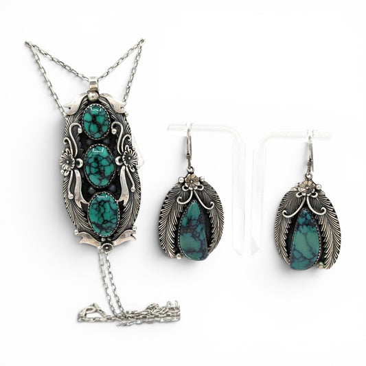 Peterson Johnson - Skyhorse Turquoise Pendant and Earrings Set