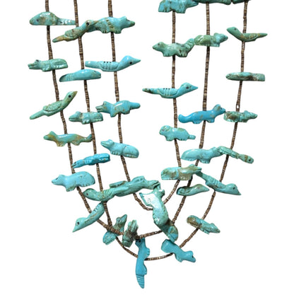 Lavina Kaskalla - Vintage Zuni 3-Strand Turquoise Fetish Necklace