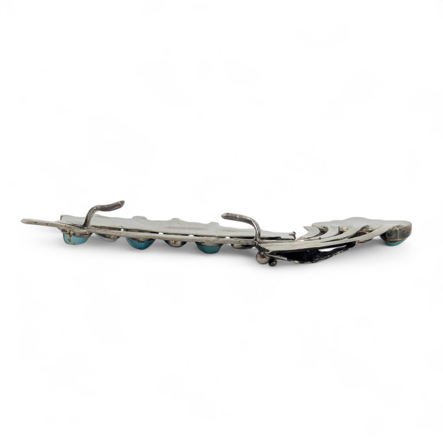 Mary & Lee Weebothee - Zuni Sterling, Turquoise, & Orange Spiny Oyster Hair Accessory