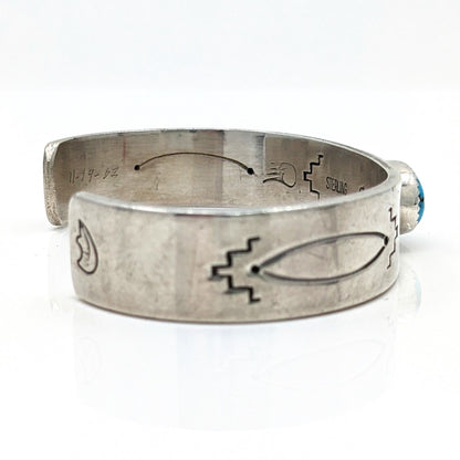 Glenn Paquin - Sterling Stamped Cuff With Blue Turquoise Stone