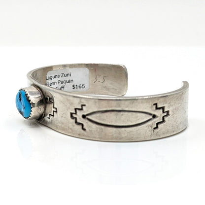 Glenn Paquin - Sterling Stamped Cuff With Blue Turquoise Stone