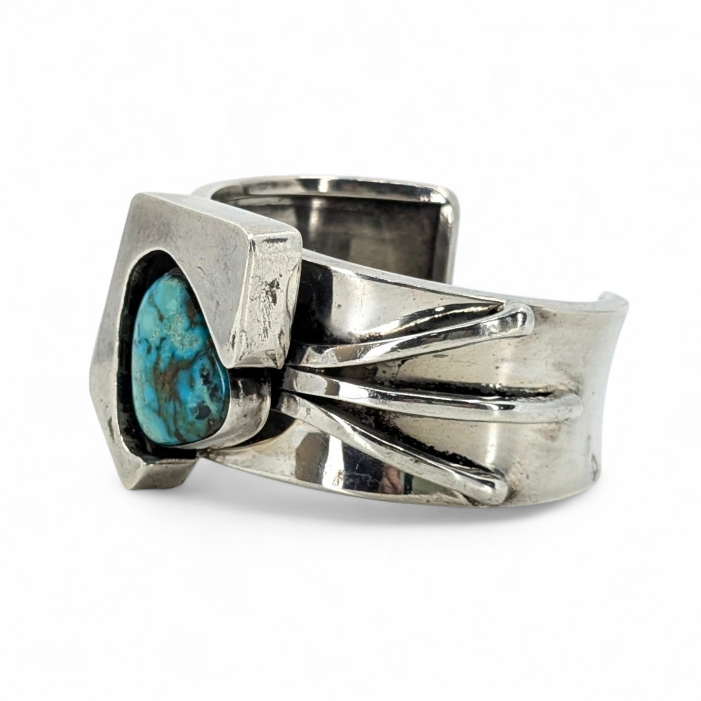 Andy Marion (Navajo) - OOAK Asymmetrical Sterling & Turquoise Cuff