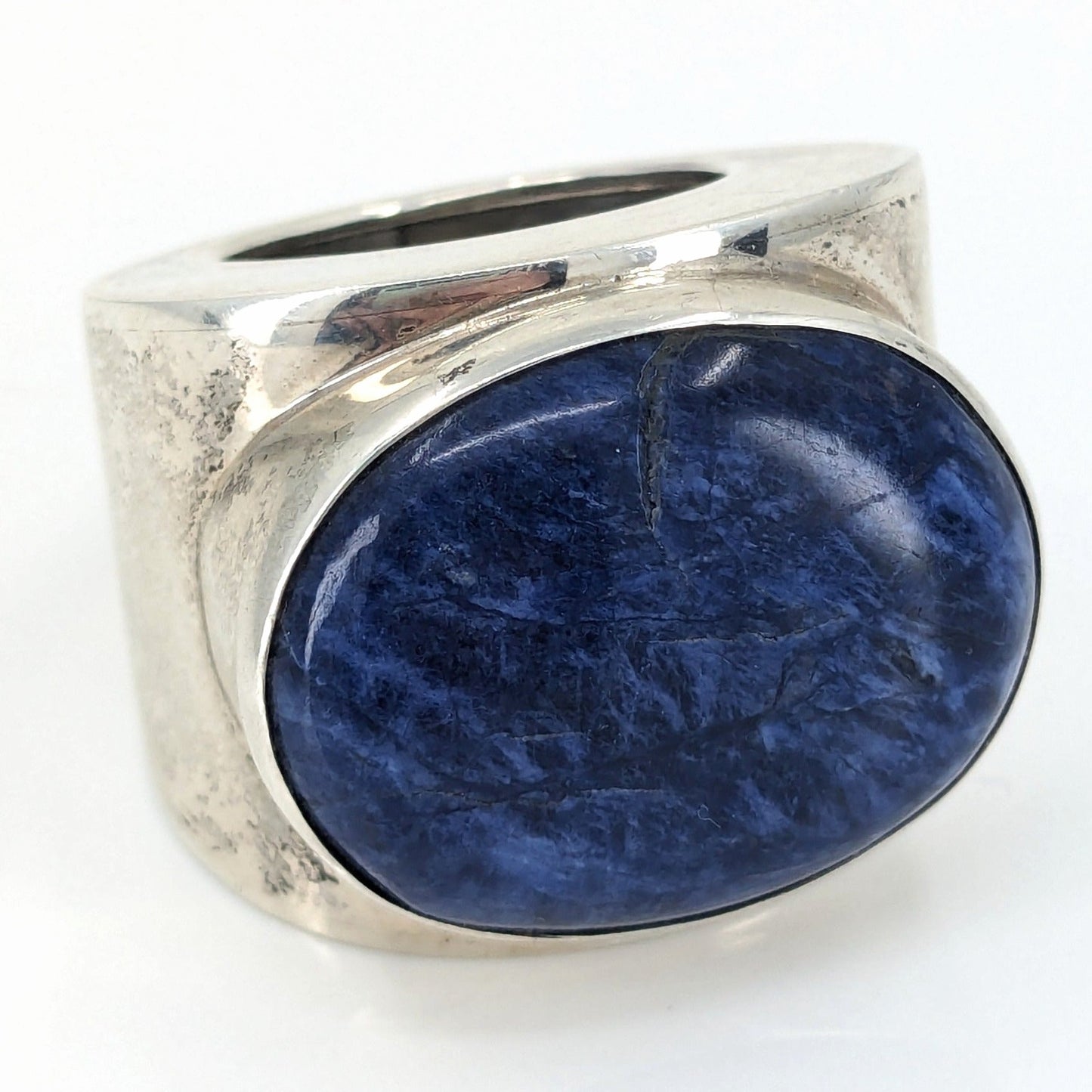 Harlene Korey (Kalibre 1985) - Sterling and Sodalite Ring (Size 8.75) & Earrings Statement Set