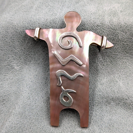 Zealandia Designs - Sterling and Mother of Pearl Figural Convertible Pendant/Brooch