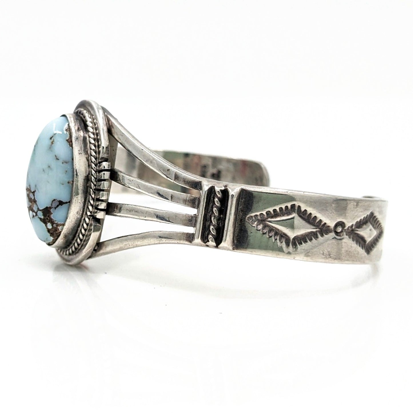 Frederick Chavez - Dry Creek Turquoise in Sterling Quad Split Shank Cuff