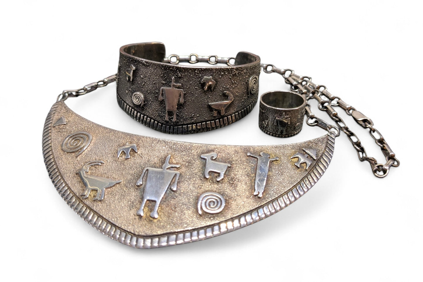James Rogers (Anglo) - Sterling Petroglyph Parure Set