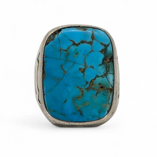 Hefty, Vintage, Navajo Turquoise & Sterling Ring, Size 11.5