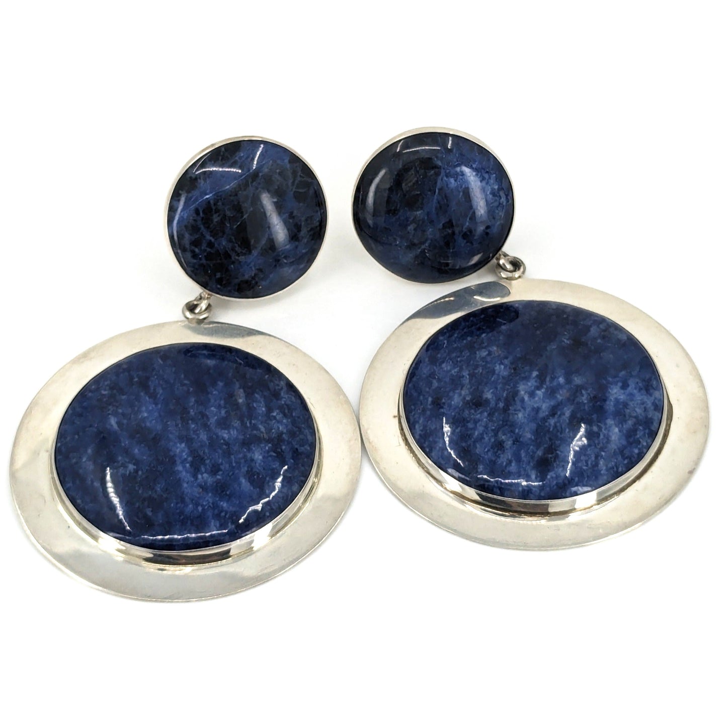 Harlene Korey (Kalibre 1985) - Sterling and Sodalite Ring (Size 8.75) & Earrings Statement Set