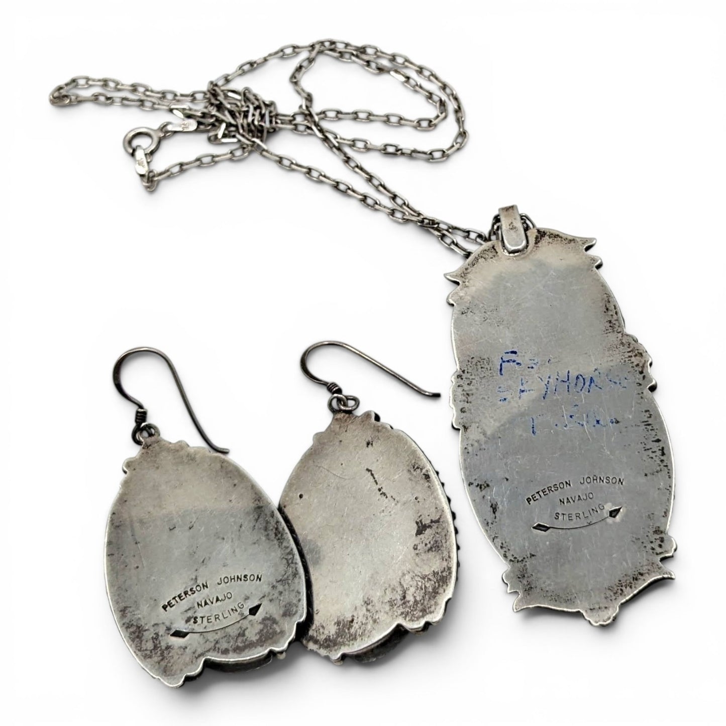 Peterson Johnson - Skyhorse Turquoise Pendant and Earrings Set