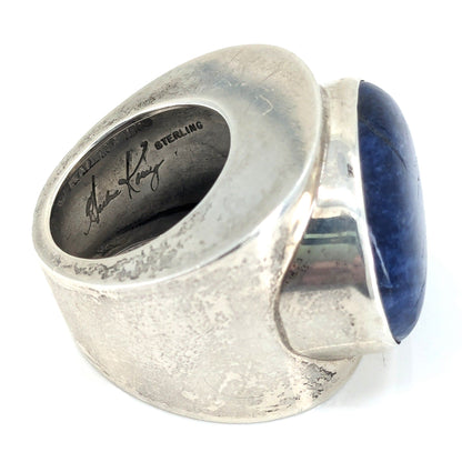 Harlene Korey (Kalibre 1985) - Sterling and Sodalite Ring (Size 8.75) & Earrings Statement Set