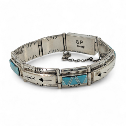 Sandra Parkett (Navajo) - Turquoise & Sterling Cutout Panel Bracelet