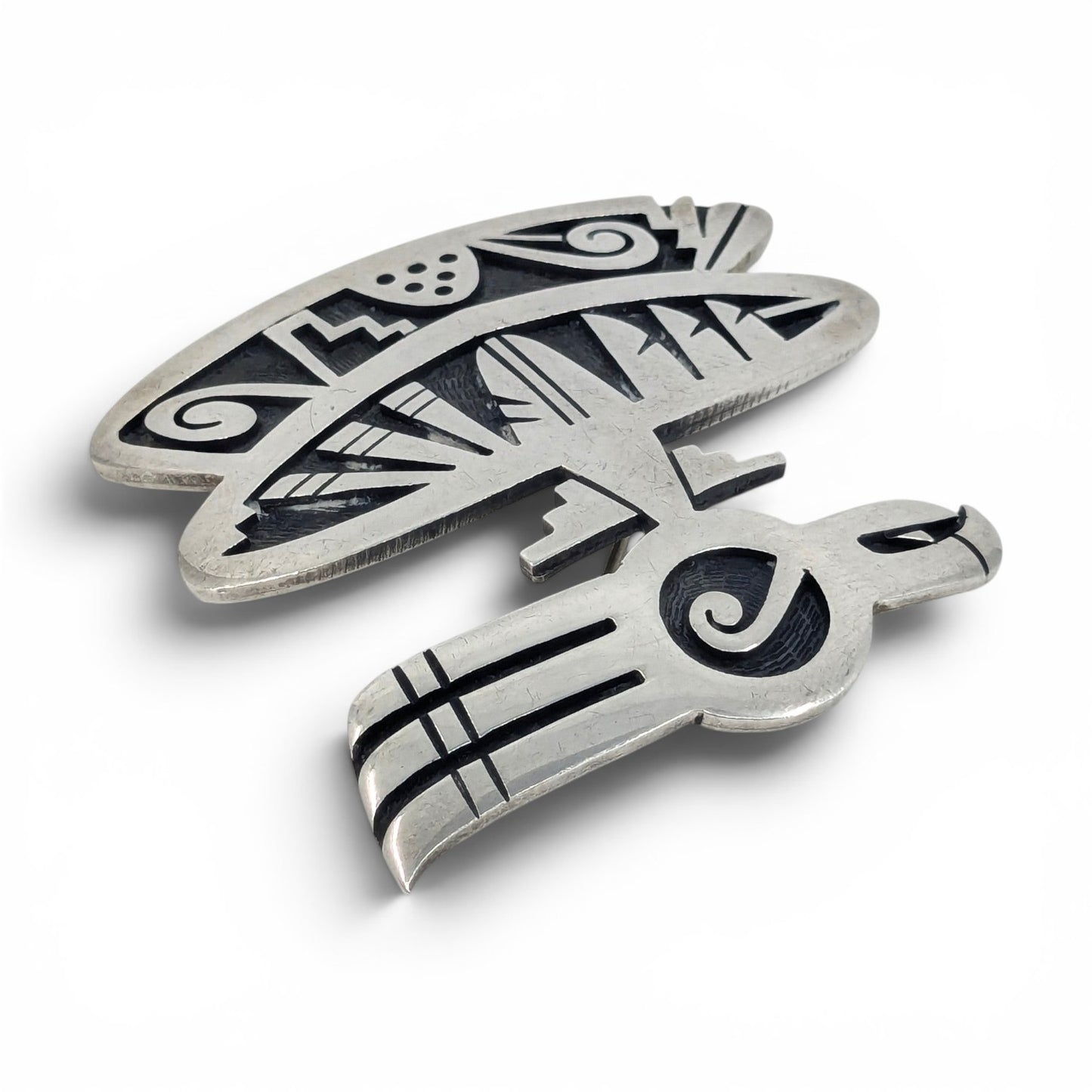 Trinidad Lucas - Hopi Bird Sterling Overlay Brooch