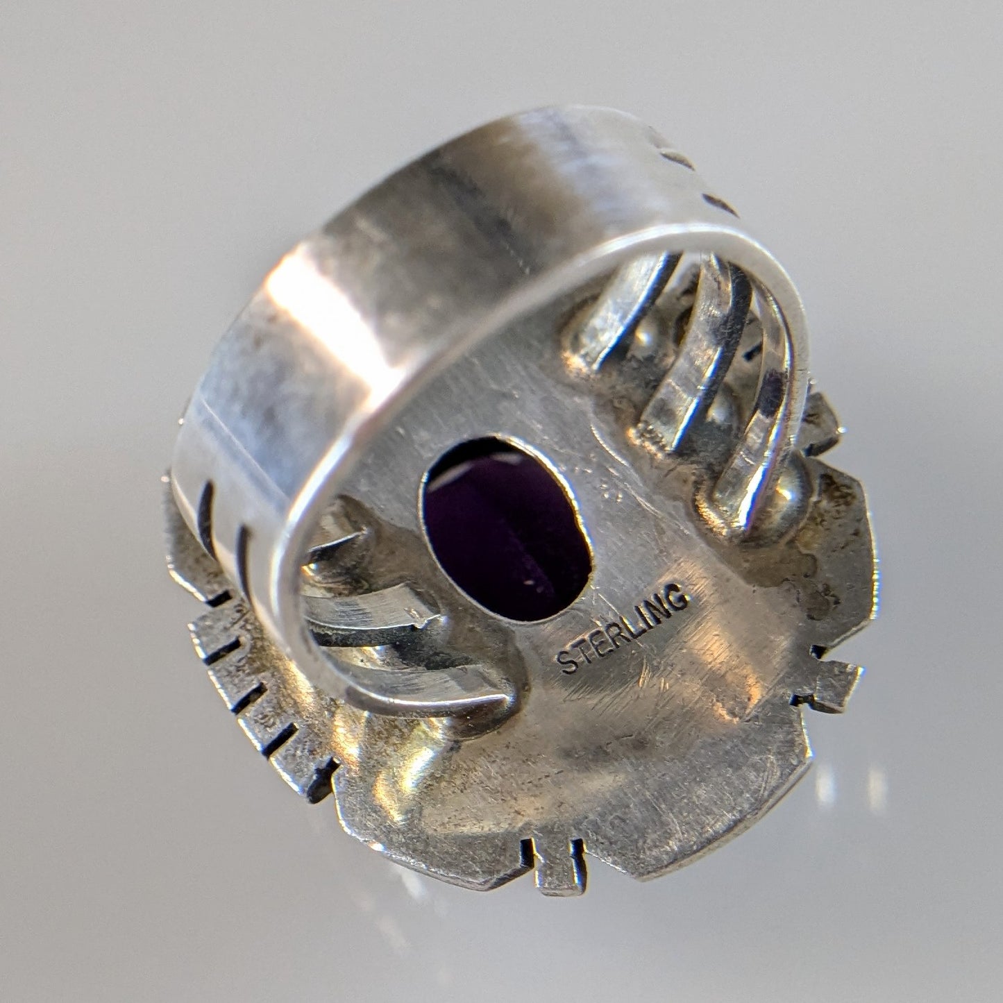 Robert Kelley (?) - Amethyst and Sterling w/ Gold Tone Edge Ring, Size 7.75