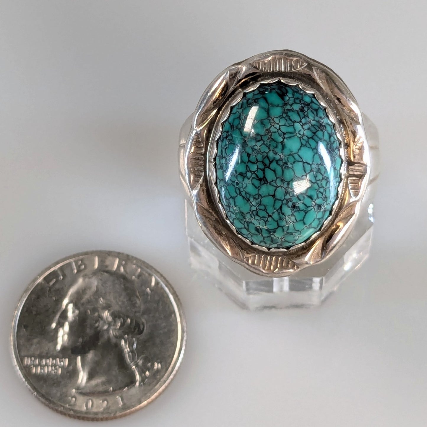 Herbert Tsosie - Turquoise and Sterling Ring, Size 11