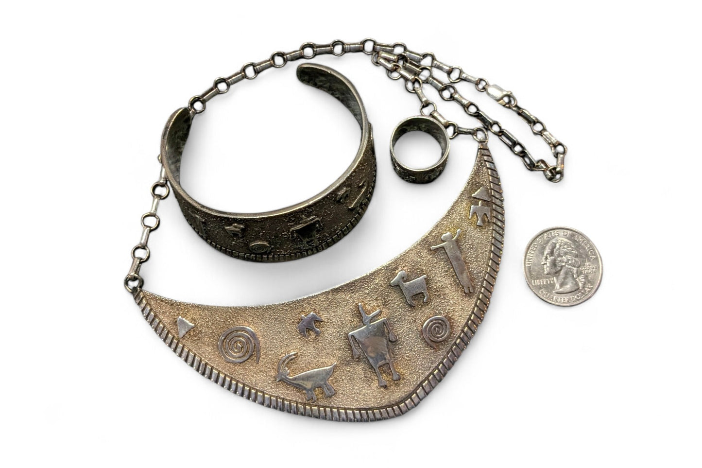 James Rogers (Anglo) - Sterling Petroglyph Parure Set