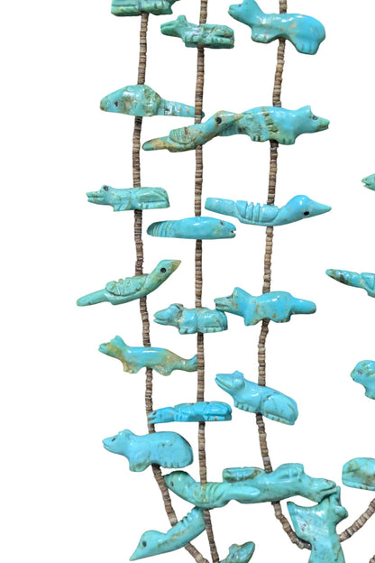 Lavina Kaskalla - Vintage Zuni 3-Strand Turquoise Fetish Necklace