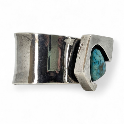 Andy Marion (Navajo) - OOAK Asymmetrical Sterling & Turquoise Cuff