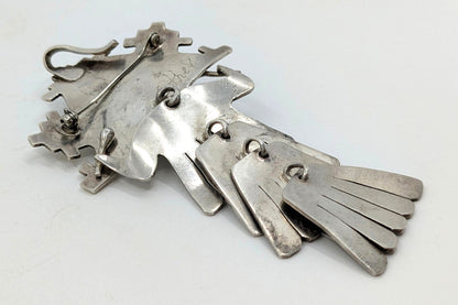 Esther Wood (Navajo) - Turquoise and Sterling Articulated Shalako Kachina Pendant/Brooch