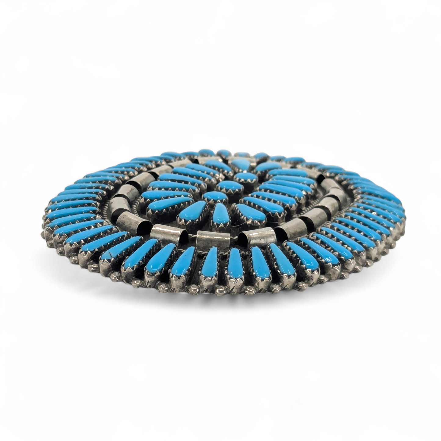 G & AB - Large Vintage Zuni Petit Point Turquoise & Sterling Pendant/Brooch