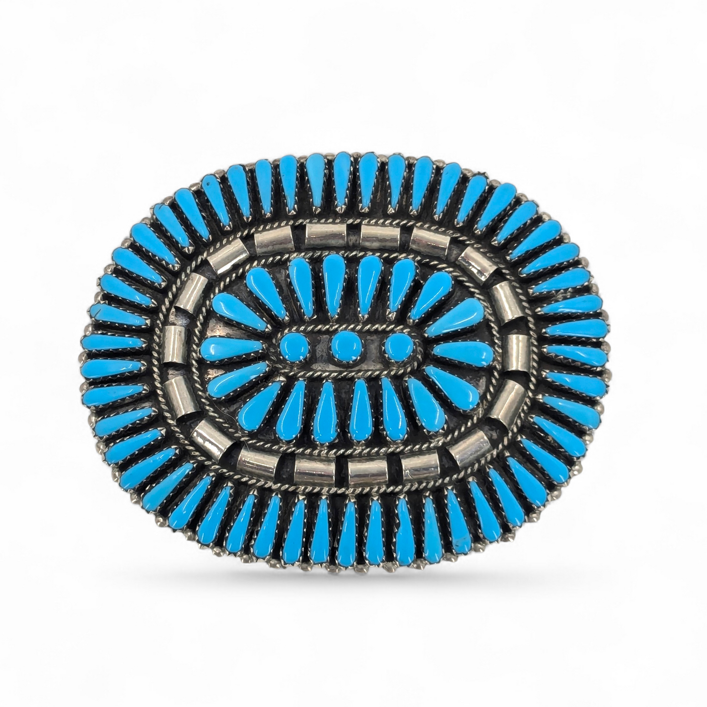 G & AB - Large Vintage Zuni Petit Point Turquoise & Sterling Pendant/Brooch