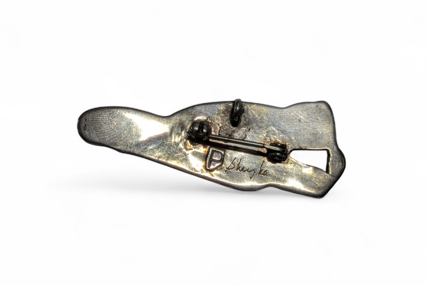 Porfilio Sheyka (Zuni) - Beaver Inlay Pendant/Brooch