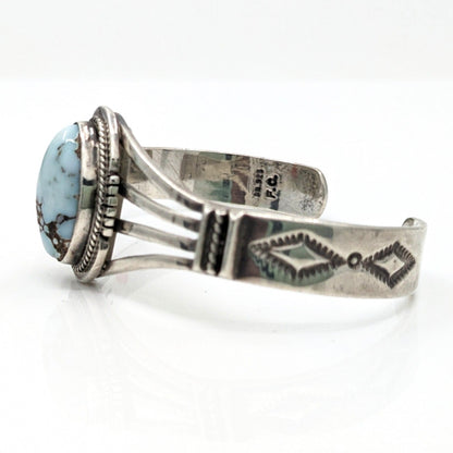 Frederick Chavez - Dry Creek Turquoise in Sterling Quad Split Shank Cuff