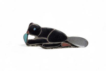 Porfilio Sheyka (Zuni) - Beaver Inlay Pendant/Brooch