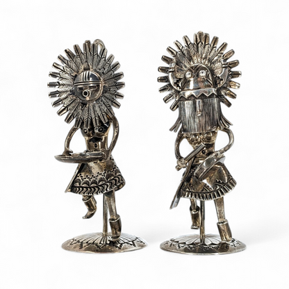 Two Vintage Kachina Pendant/Brooches with Stands