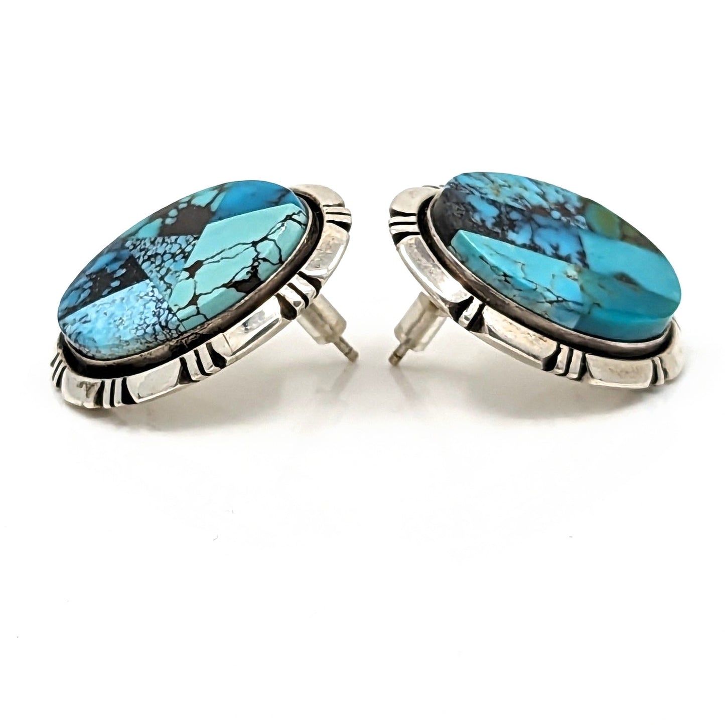 Benjamin Piaso, Jr. - Turquoise Mosaic in Sterling Earrings